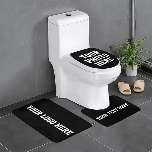 Juego de 3 alfombras de baño personalizadas, diseño de tu foto, logotipo, texto, antideslizante, juego de alfombras de baño de 24 x 16 pulgadas