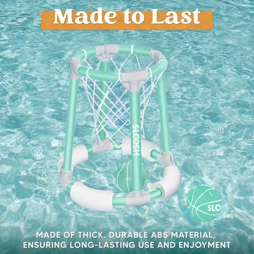 Miniatura 3 de Sloosh Juguetes de aro de baloncesto para piscina, juego flotante de baloncesto para piscina, flotadores de natación con bomba de bolas, juguete