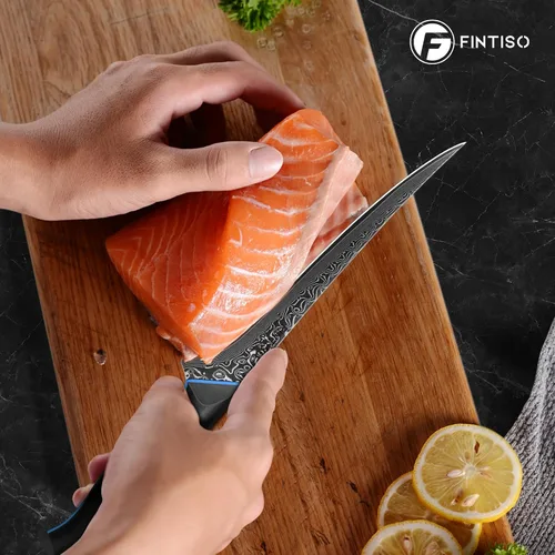 Miniatura 6 de Cuchillo de filete de 7 pulgadas, cuchillo para deshuesar carne ultra afilado en acero japonés de Damasco de 67 capas, cuchillos de pescado Cuchillo