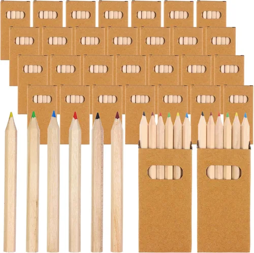 150 paquetes/900 lápices de colores a granel, juego de mini lápices de dibujo para niños de 3.5 pulgadas, lápices cortos de color graso, regalos de