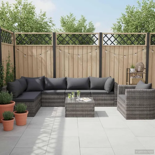 Miniatura 11 de Ensemble de Salon 5 Pièces en Simili-Rotin Gris PE Pour Jardin et Terrasse, Résistant aux Intempéries avec Coussin Amovible, Table Basse en Verre et