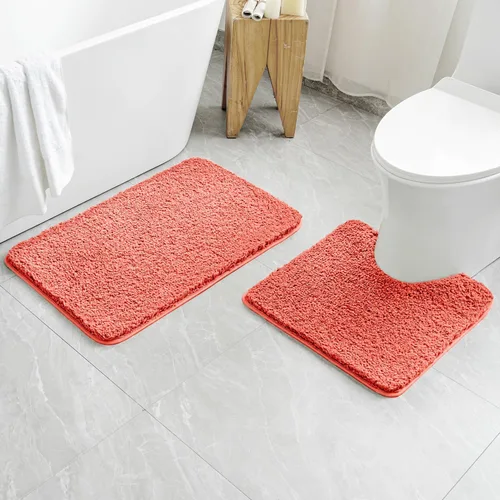 Miniatura 89 de MIULEE Juego de 2 alfombras de baño antideslizantes peludas extra gruesas y suaves, alfombrillas de baño de microfibra suave absorbente de agua
