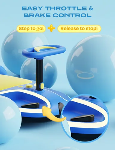 Miniatura 5 de Coche eléctrico oscilante aigo - Coche eléctrico de 21.6V para niños con pedal y asa de tracción, coche oscilante de 3 velocidades, coche de Azul