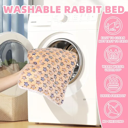 Miniatura 5 de YedsIntu 2 Piezas Cama de Conejo, Almohadón Lavable para Conejos Pequeños, Almohadón Cálido para Animales Pequeños, Almohada de Cama para Conejo