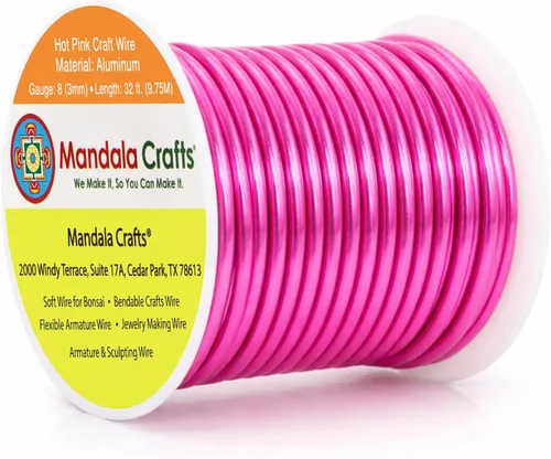 Miniatura 143 de Mandala Crafts - Alambre de aluminio anodizado de 8 calibre para hacer joyas - 9.75 m de alambre flexible negro colorido - Flexible para bonsái