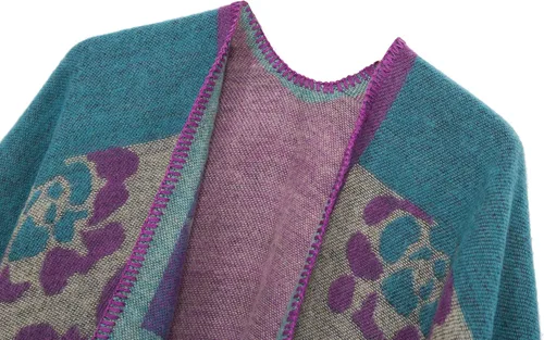 Miniatura 36 de Urban CoCo Poncho de colores para mujer, chal con frente abierto, color en bloques
