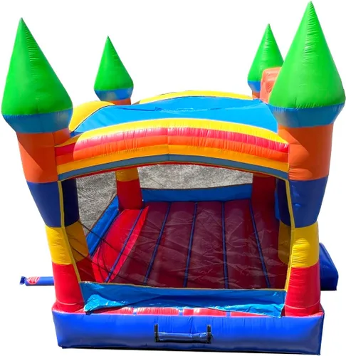 Miniatura 9 de Casa de rebote inflable con cara sonriente arcoíris de Crossover, castillo hinchable para saltar para niños y niños pequeños, rebote para saltar
