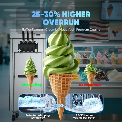 Miniatura 6 de Máquina comercial para hacer helados con certificación UL, rendimiento de 35 cuartos de galón (8.75 galones)/H, 200-250 porciones