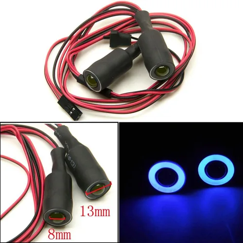 Miniatura 2 de QUE-T Faro LED de ojos de ángel y ojos de demonio de 0.512 in, 2 luces LED para autos de oruga 1:10 modelo RC (azul + blanco, 0.512 in)