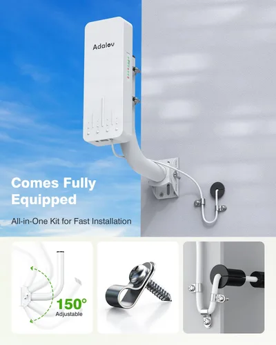 Miniatura 9 de Puente inalámbrico Gigabit CPE661 con soportes, emisoras WiFi duales, extensor WiFi punto a punto para exteriores de 1.9 mi y 5.8 GHz, extensión