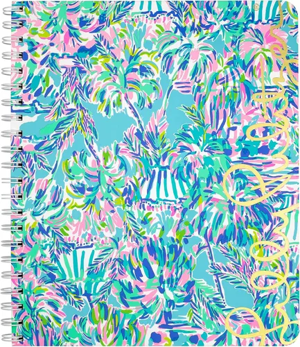 Miniatura 10 de Lilly Pulitzer Cuaderno grande de espiral de tapa dura rosa, 11 x 9.5 pulgadas con 160 páginas con rayas universitarias, Shell Me Something Good