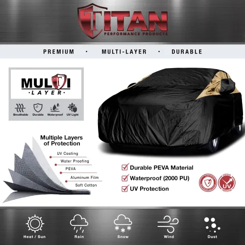 Miniatura 4 de Titan Premium - Funda de coche PEVA multicapa para sedanes compactos de 176 a 185 pulgadas. Impermeable, protección UV, forro protector