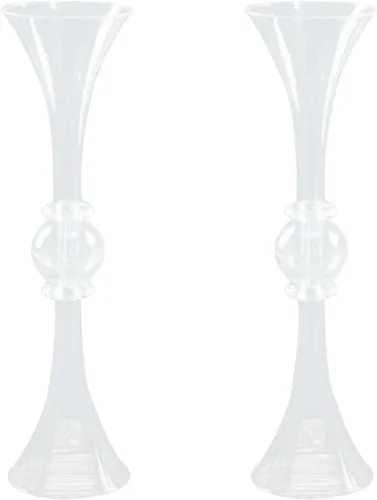 Miniatura 7 de Efavormart - Juego de 2 centros de mesa de trompeta con adornos de cristal transparente de 21 pulgadas, jarrón reversible de plástico para flores