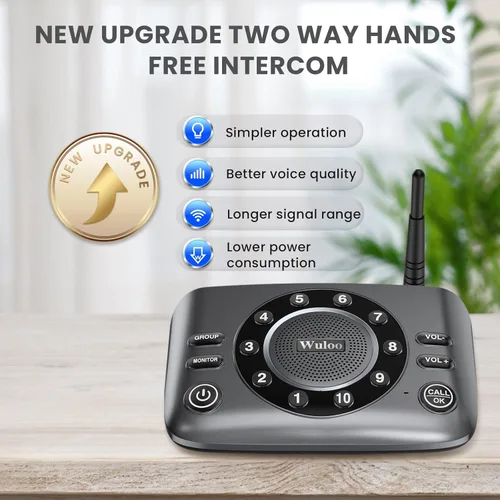Miniatura 5 de Wuloo - Intercomunicadores inalámbricos manos libres para negocios en casa, sistema de intercomunicación de audio bidireccional mejorado para Juego