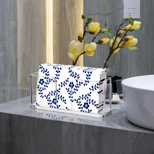 Miniatura 3 de Amazing Abby Servilletero acrílico para toallas de invitados (8.5 x 4.5 pulgadas), dispensador de servilletas de plástico con almohadillas