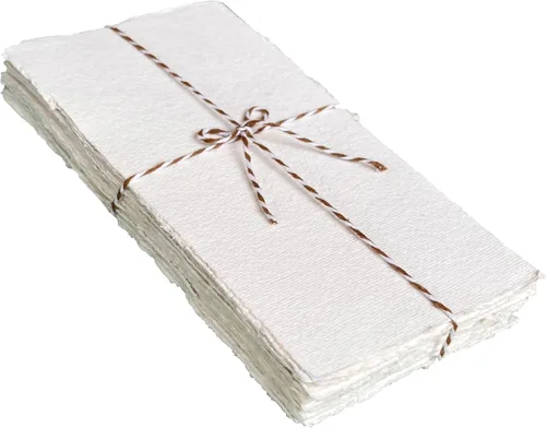 Papel de algodón de 10.58 oz/m², suave, texturizado, hecho a mano, para invitaciones, obras de arte, papelería y manualidades (paquete de 25) (4 x 9