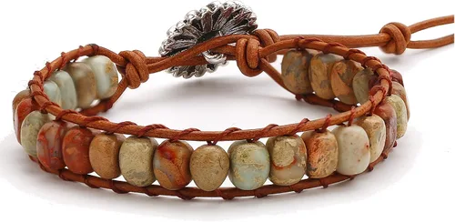 Miniatura 8 de Sedmart Pulseras de piedra hechas a mano para mujeres con piedras hippie de cuero, pulsera de cuentas curativas para mujeres y hombres
