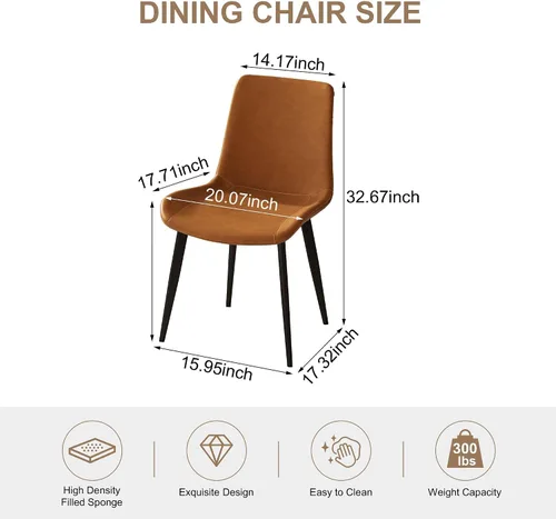 Miniatura 3 de Sillas de comedor con respaldo cómodo y patas de metal resistentes, modernas sillas tapizadas de piel sintética para cocina y oficina para comedor