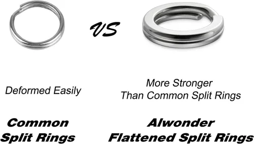 Miniatura 3 de Alwonder Paquete de 100 anillos divididos de pesca de acero inoxidable, anillo de pesca de 9 a 400 libras, anillo de pesca de alambre resistente