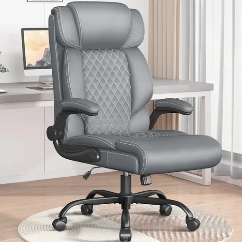 Miniatura 10 de Silla de oficina ejecutiva con respaldo alto transpirable, silla de oficina grande y alta, reposabrazos abatibles, soporte lumbar, silla giratoria