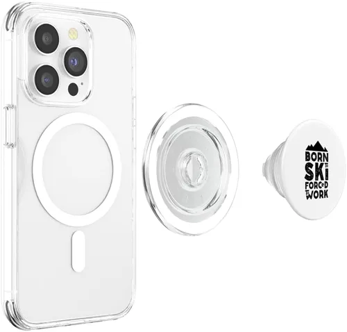 Miniatura 4 de Born for skiing forced to work Apres ski skis PopSockets MagSafe PopGrip for iPhone
