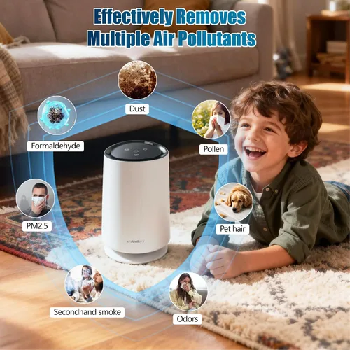 Miniatura 3 de LumiAir Mini - Purificadores de aire para dormitorio, hogar, oficina, dormitorio, filtro de aire HEPA súper silencioso con luz nocturna LED, USB