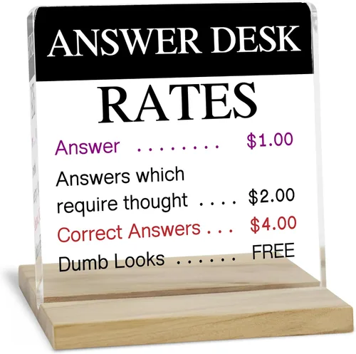 Answer Desk Rates - Letrero decorativo para oficina, regalos de oficina para compañeros de trabajo, divertidos regalos de jefe