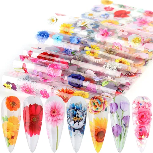 Miniatura 7 de Calcomanías de transferencia de papel de uñas de Navidad, 10 hojas de calcomanías de arte de uñas de Navidad, calcomanías de invierno, Papá Noel