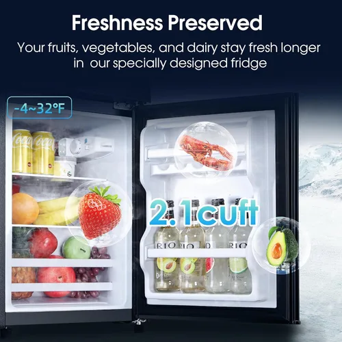 Miniatura 4 de Anypro Refrigerador de 3.2 pies cúbicos con congelador, refrigerador de doble puerta con congelador, control de temperatura, estantes ajustables