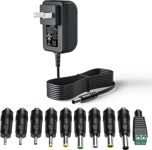 Adaptador de corriente CA/CC de 24 V, 1 A, entrada de 100-240 V, enchufe de pared de conmutación regulado de 24 W con 10 puntas de CC, compatible