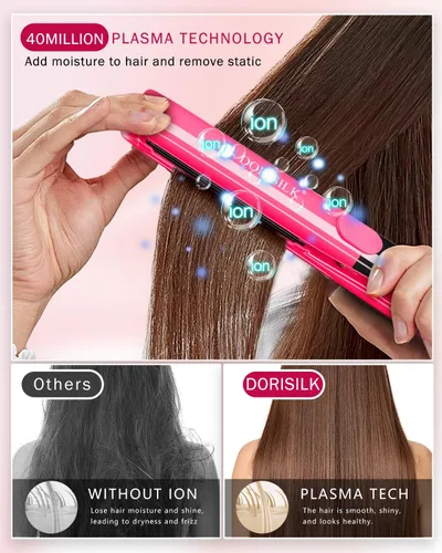 Miniatura 4 de DORISILK Plancha de pelo profesional de alta temperatura de 500 grados, plancha plana de cerámica de 1 pulgada, alisador y rizador de pelo 2 en 1