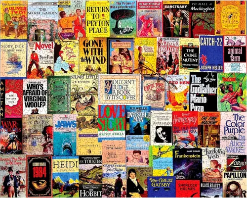 Miniatura 3 de White Mountain Rompecabezas de 1000 piezas vintage, portadas de libros, rompecabezas de collage con piezas grandes, regalo para adultos y familia