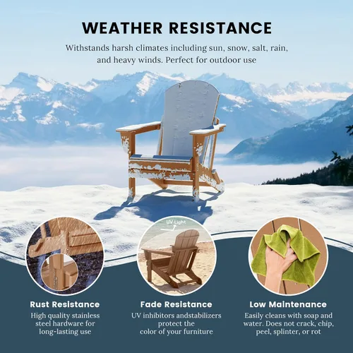 Miniatura 4 de HDPE Laguna Silla Adirondack plegable de polietileno (juego de 2), teca