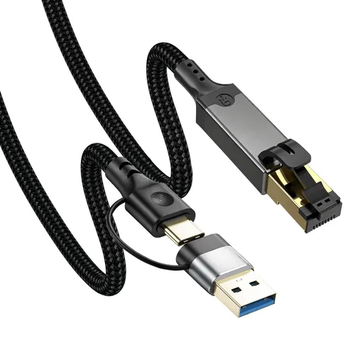 Herfair Cable Ethernet a USB C Gigabit LAN Cable de Internet 1000Mbps Cable adaptador RJ45 a USB de alta velocidad para laptop, tableta, PC,