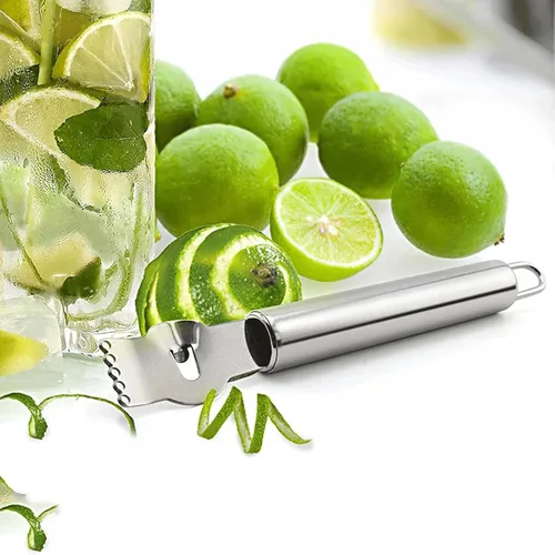 Miniatura 3 de 3 Uds. Limón Zester Herramienta Pelador de cítricos Rallador Zester con mango Rallador de frutas de acero inoxidable Cuchillo de pelar multiusos