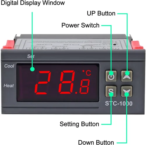 Miniatura 2 de UMLIFE 2 Pack STC-1000 10A DC 12V Controlador de temperatura digital LED, termostato con interruptor de control, 2 salidas de relé y sensores