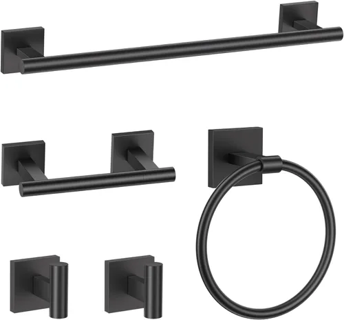 Miniatura 12 de TURS Juego de 5 Piezas de Accesorios de Ferretería de Baño de Níquel Cepillado, Juego de Barras para Toallas de Baño de Acero Inoxidable SUS304, Kit