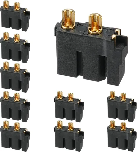 Miniatura 19 de ELFCULB 10 conectores hembra Amass XT30 (2+2), conectores de batería Drone FPV Lipo, chapados en oro para robots RC UAV (negro)