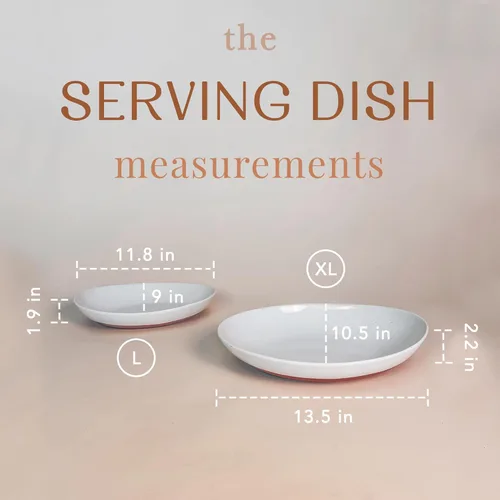 Miniatura 2 de Mora - Juego de 2 platos ovalados de cerámica grandes para el entretenimiento. Platos de cocina modernos para cenas, frutas, ensaladas, pavos, etc.