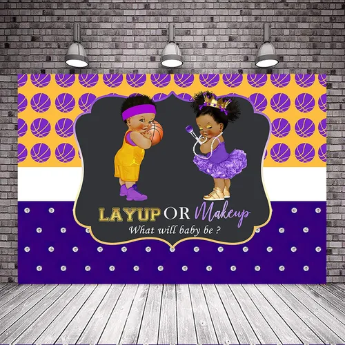 Miniatura 4 de Avezano Telón de fondo morado para revelación de género para niños o niñas, baloncesto o niña, cartel de fondo para fiesta de revelación de género
