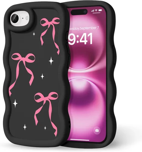 Miniatura 285 de Compatible con iPhone SE/8/7 Funda para Mujeres y Niñas, Marco Ondulado Rizado con Patrón Lindo, Estética Delgada Suave Silicona TPU Parachoques
