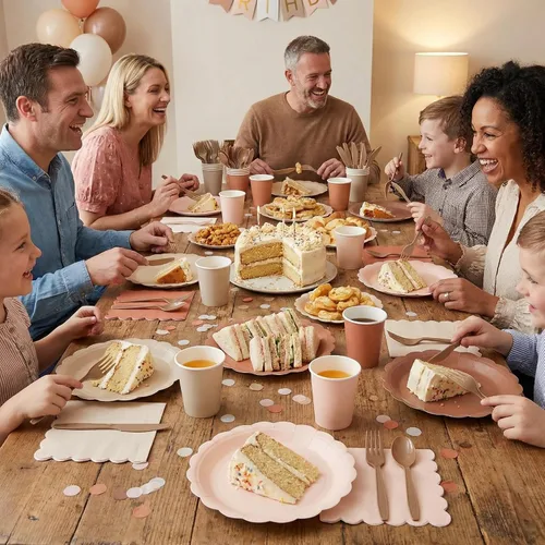 Miniatura 6 de Yaomiao Juego de vajilla desechable de 175 piezas de platos de papel marrón con cuchillo de plástico, cuchara, tenedor, cuchara, decoración de boda