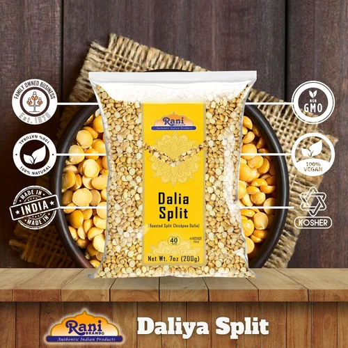 Miniatura 5 de Rani Daliya Split (Garbanzos partidos asados Dalia) 7oz (200g) ~ Todo natural Vegano Origen indio