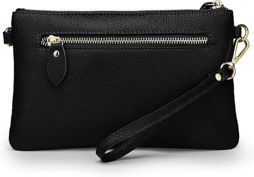 Miniatura 8 de YALUXE Cartera de mano de piel auténtica para mujer con correa cruzada