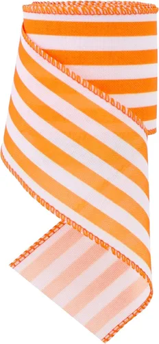 Miniatura 23 de TONIFUL Cinta de arpillera de lunares naranjas de 2.5 pulgadas, cinta con alambre de Pascua, verano, primavera para envolver regalos, hacer lazos