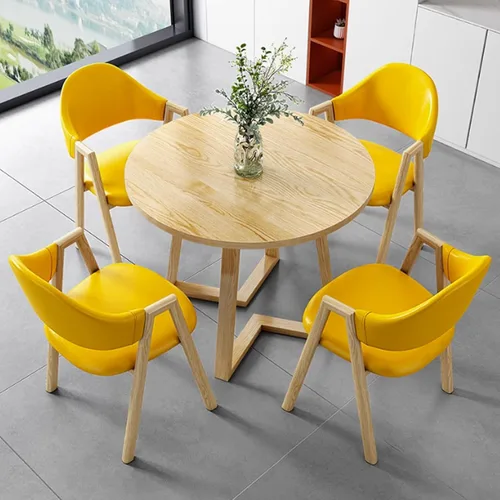 Miniatura 8 de YVYKFZD Office Reception Room Club Table and Chair Set, Simple Kitchen Dining Table Set for 4, Round Conference Table with Metal Legs, Small Cyan