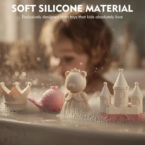 Miniatura 2 de MarcZero Juguetes de Baño de Silicona Princesa 8 Piezas para Niños Pequeños Niños Bebés, Juguetes de Agua para Bañera, Juguetes de Piscina Suaves
