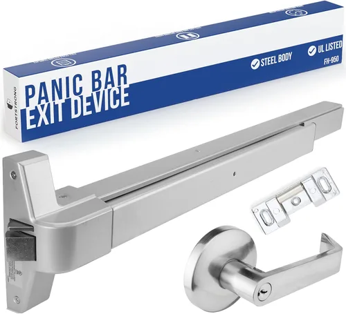 FORTSTRONG 31" Dispositivo de Salida de Pánico con Barra de Empuje Comercial (Plata) - Barras de Pánico para Puertas de Salida con Manija de Puerta