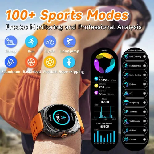 Miniatura 6 de Reloj inteligente con auriculares en el interior, contesta llamadas y escucha música, relojes de seguimiento de fitness, más de 100 modos deportivos