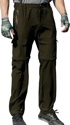 WOONIMA Pantalones de senderismo convertibles al aire libre para hombre, de secado rápido, ligeros, con cremallera